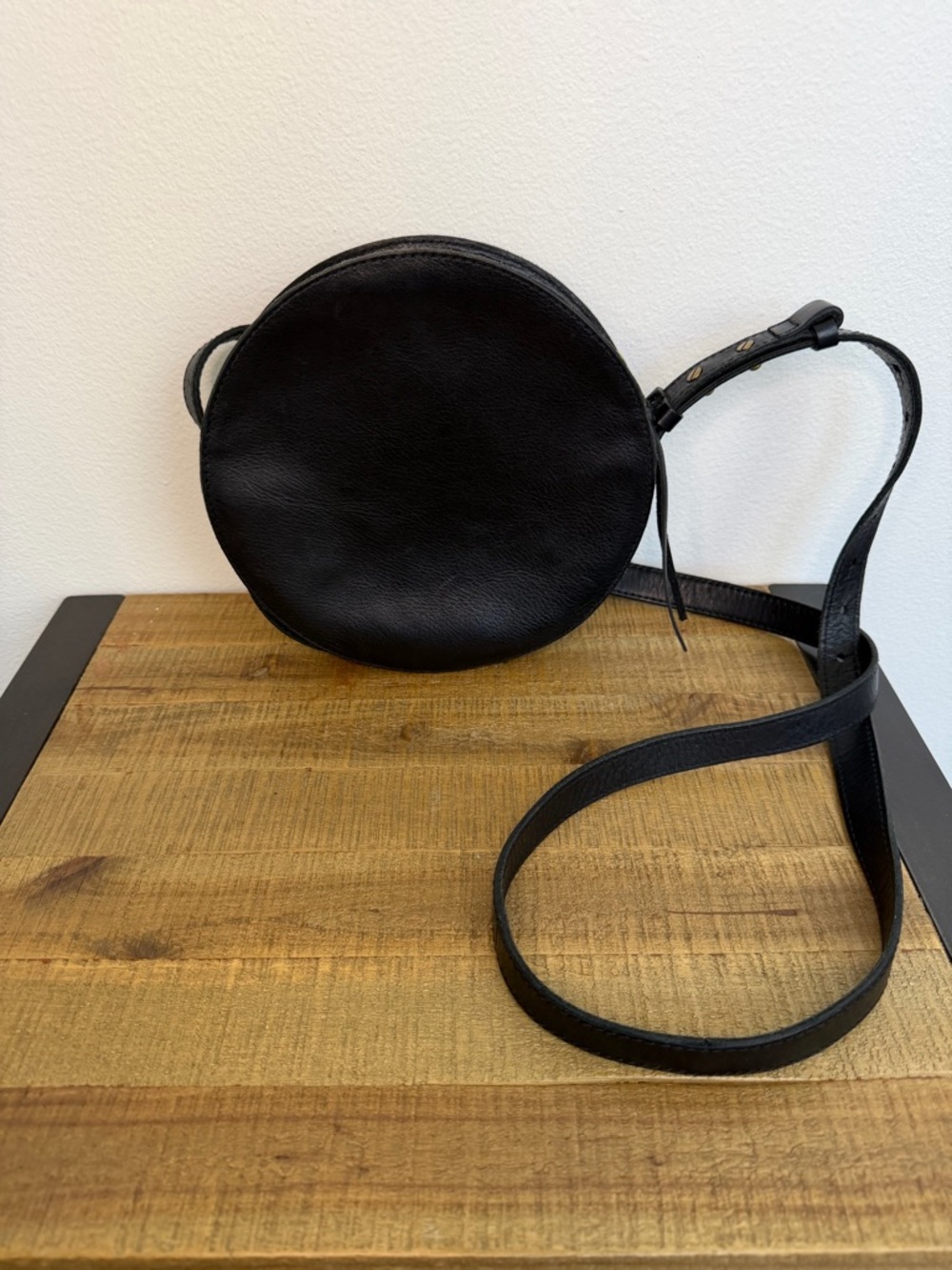 Madewell Black Round Leather Crossbody Bag